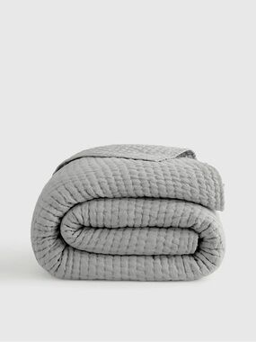 European Linen Cotton Stitch Quilt, Full/Queen, Mist